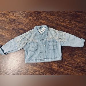 Davi & Dani denim rhinestone, statement jacket. Size Medium